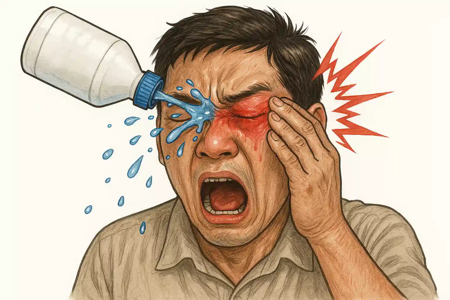 락스 원액이 눈에 튀어 통증을 느끼는 순간