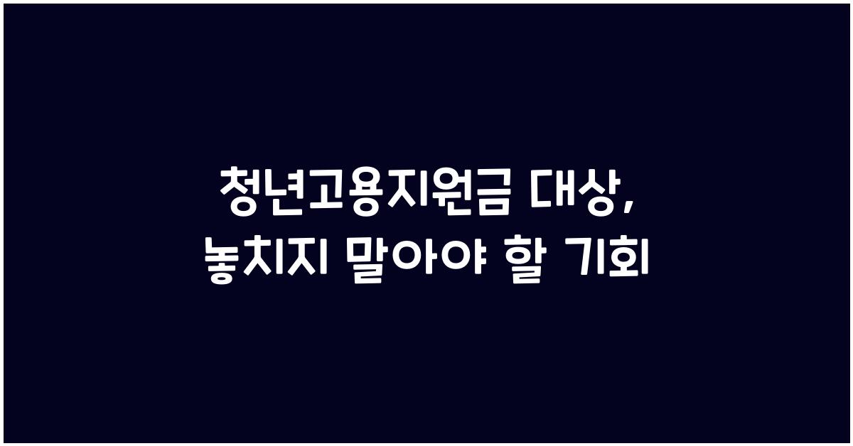 청년고용지원금 대상