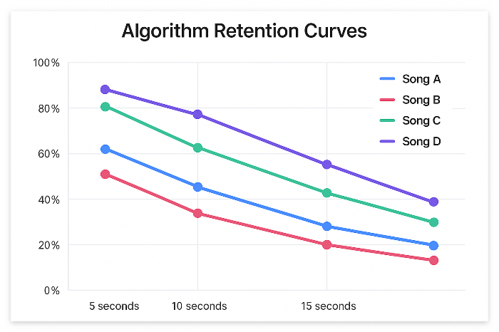 스트리밍 플랫폼의 이탈률 리텐션 데이터를 시각화한 그래프