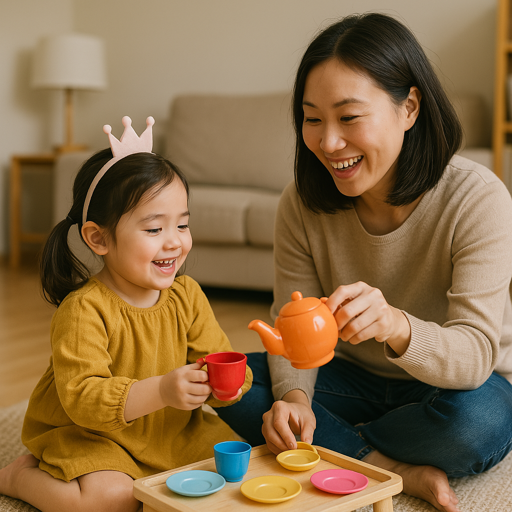집에서 엄마와 노는 아이