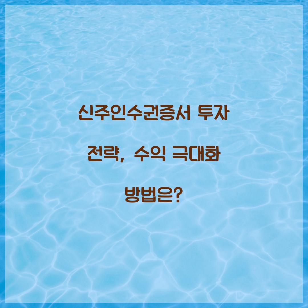 신주인수권증서 투자 전략