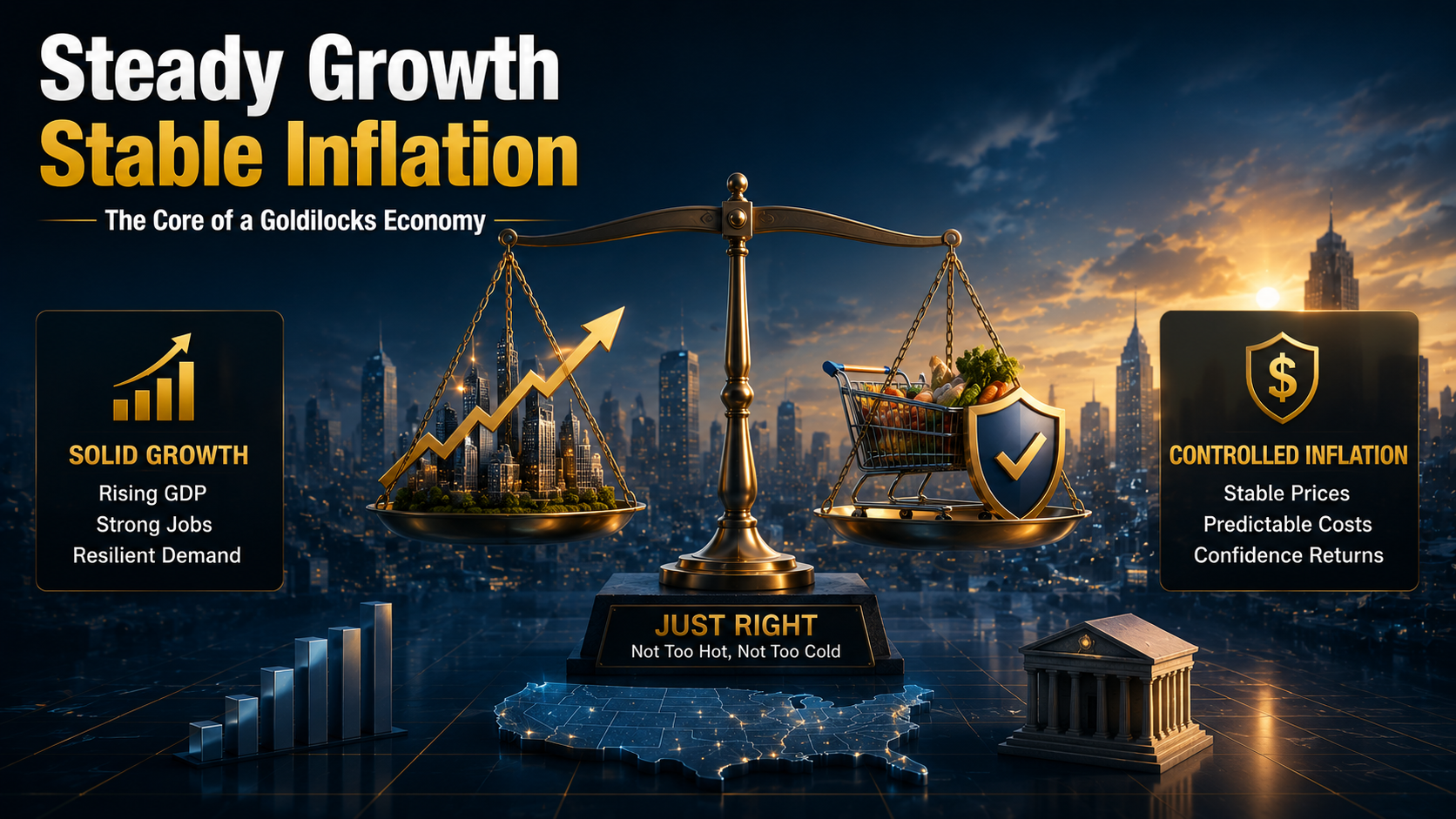 Steady economic growth and stable inflation as the core conditions of a Goldilocks economy