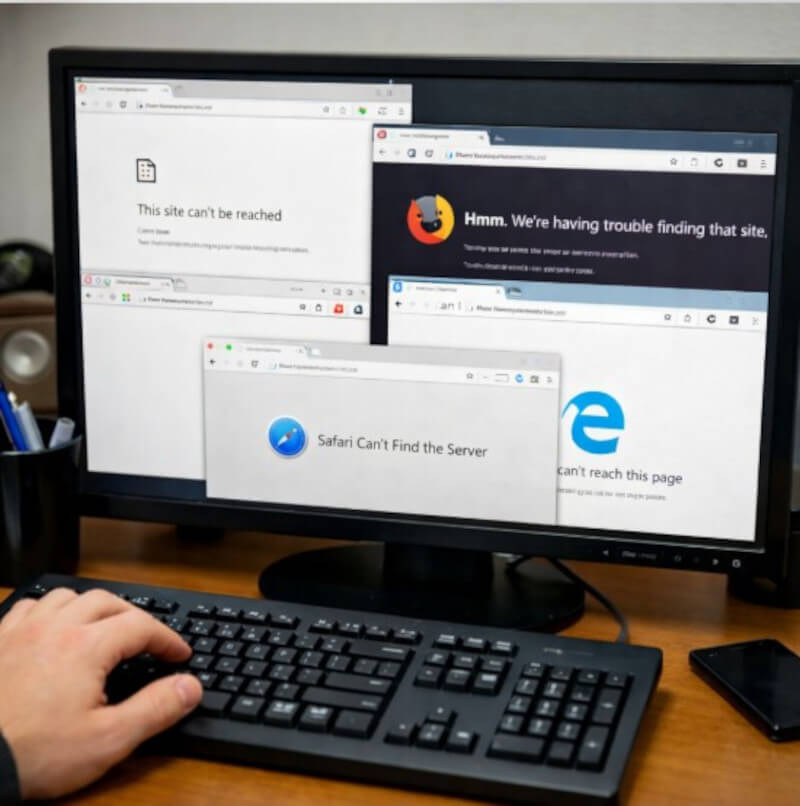 브라우저별 사이트 접속 테스트하는 모습