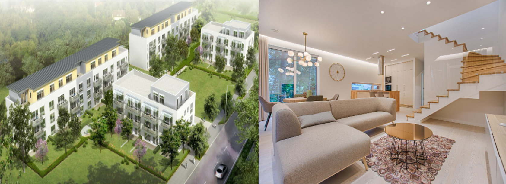 아파트 단지와 거실 이미지