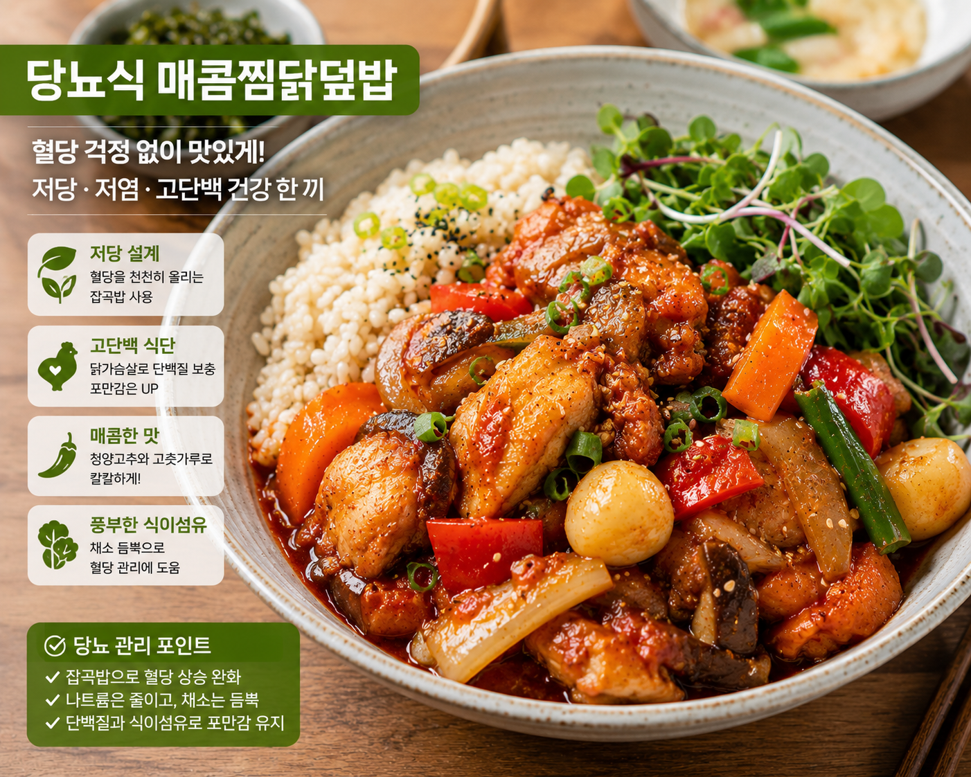 저탄수 매콤찜닭덮밥