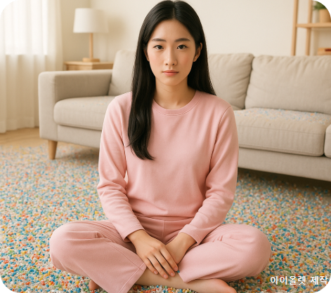 온통 미세플라스틱으로 뒤덟힌 방을 묘사한 이미지