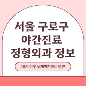 서울 구로구 야간진료 정형외과 병원 (18시 이후 늦게까지하는 병원)