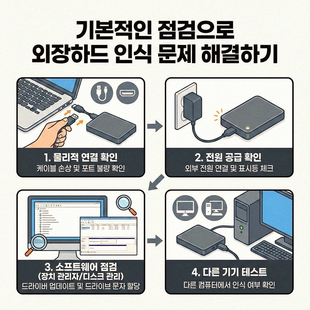 노트북 외장하드 인식 안 될 때 해결하는 쉬운 방법
