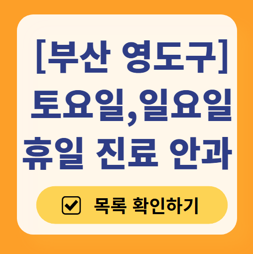 부산 영도구 일요일 문 여는 안과 리스트 ❘ 토요일, 주말, 공휴일 진료 영업 병원 찾기
