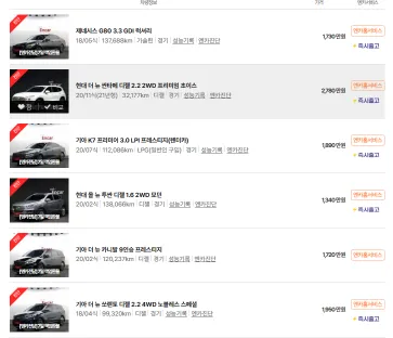 엔카 중고차시세표