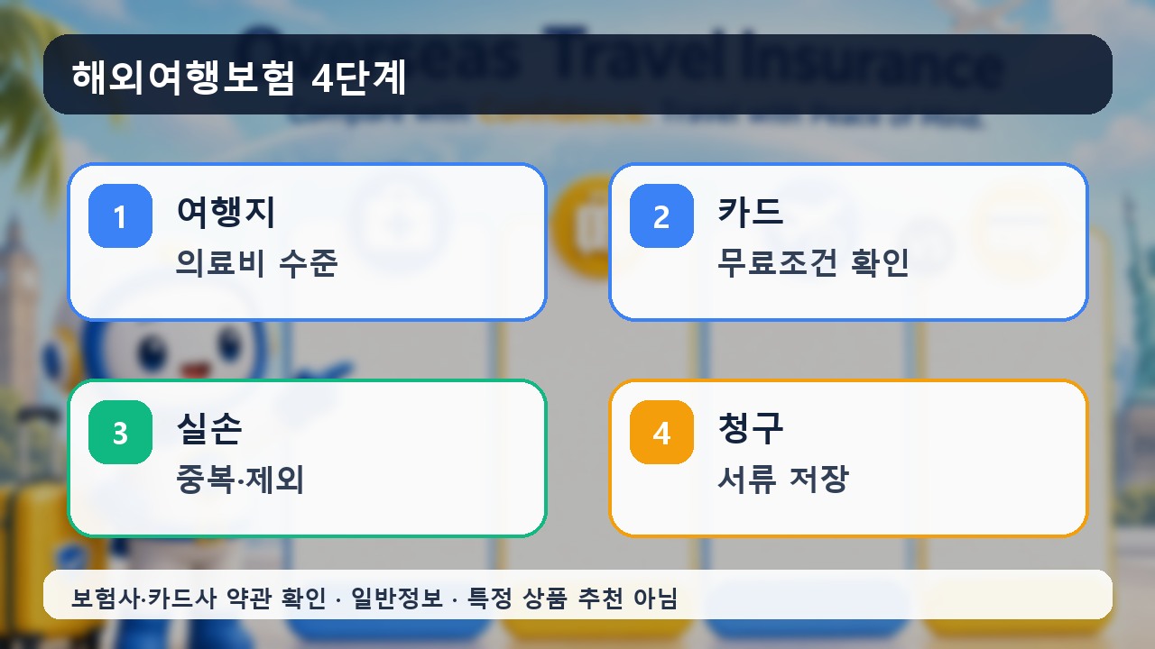 해외여행자보험 휴가철 보장 항목을 설명하는 마스코트