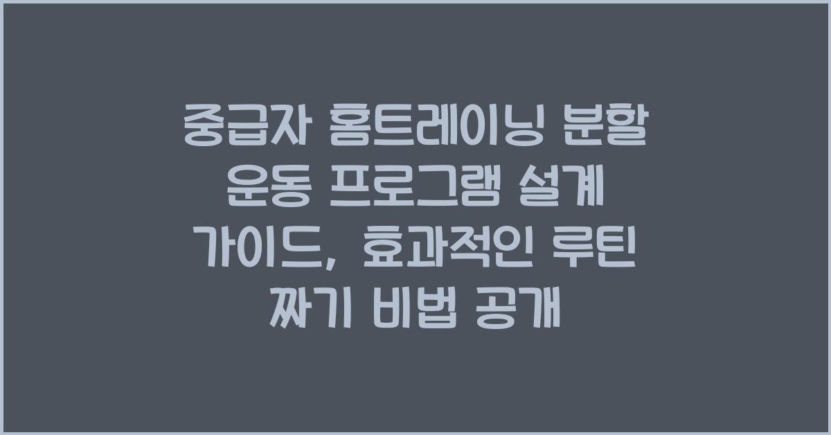 중급자 홈트레이닝 분할 운동 프로그램 설계 가이드