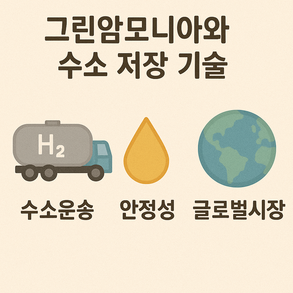 그린 암모니아와 수소 저장 기술 관련 이미지