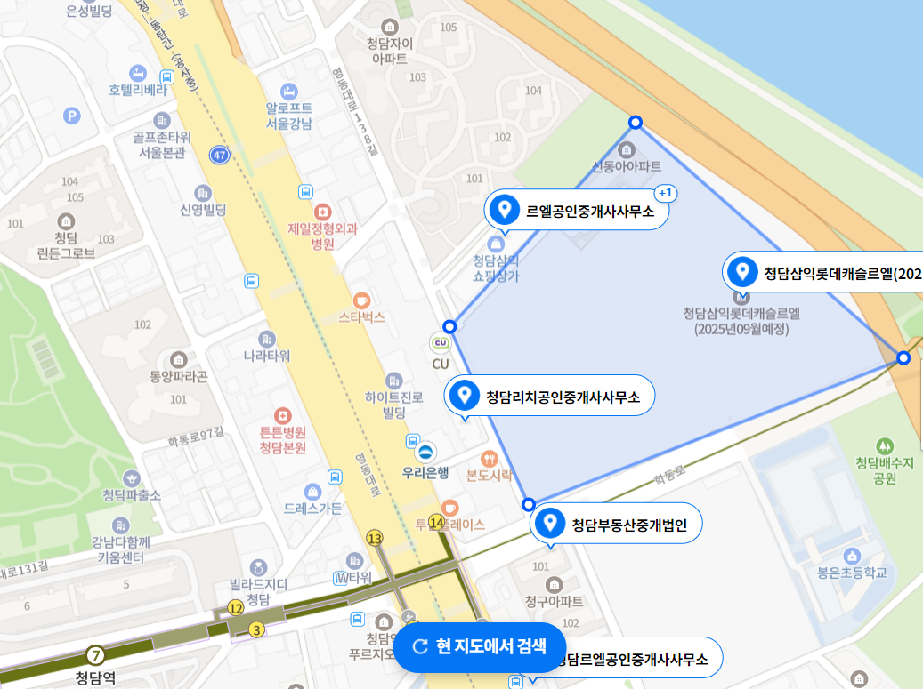 청담삼익-롯데캐슬르엘-위치