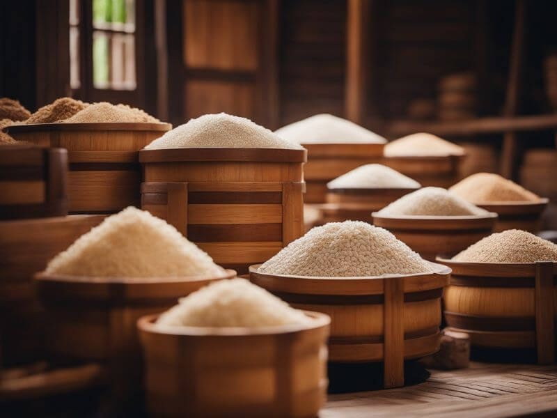 쌀이 가득하게 쌓여있는 그림