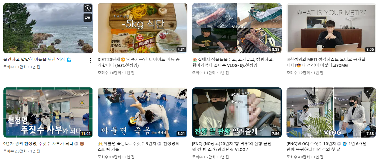 천정명 유튜브
