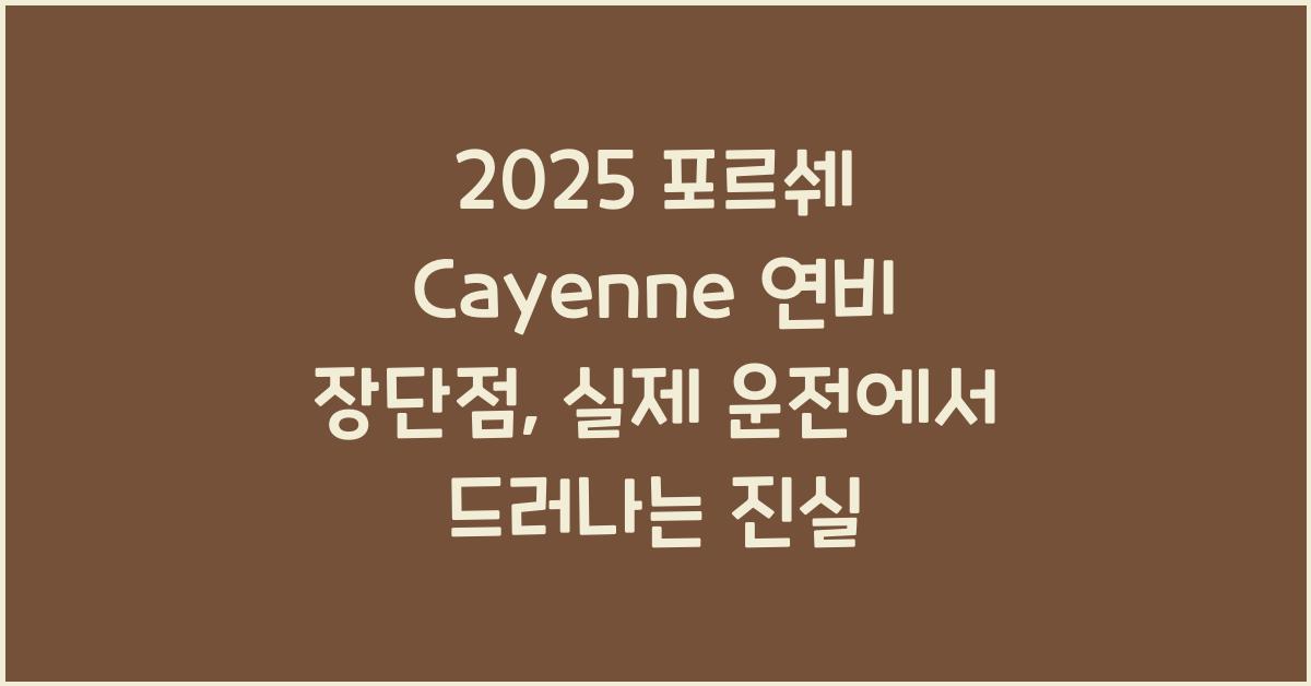 2025 포르쉐 Cayenne 연비 장단점