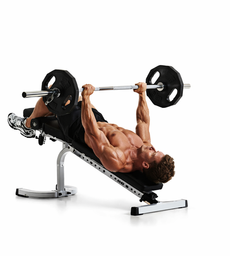 디클라인 벤치 프레스 수축 자세