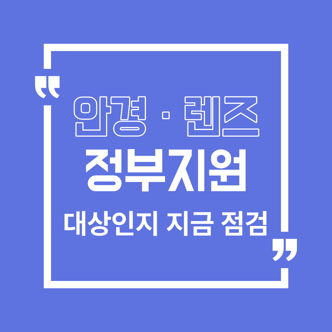 안경 렌즈 비용 줄이는 법 정부지원