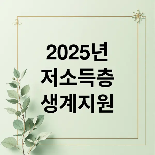 2025년 저소득층 생계지원