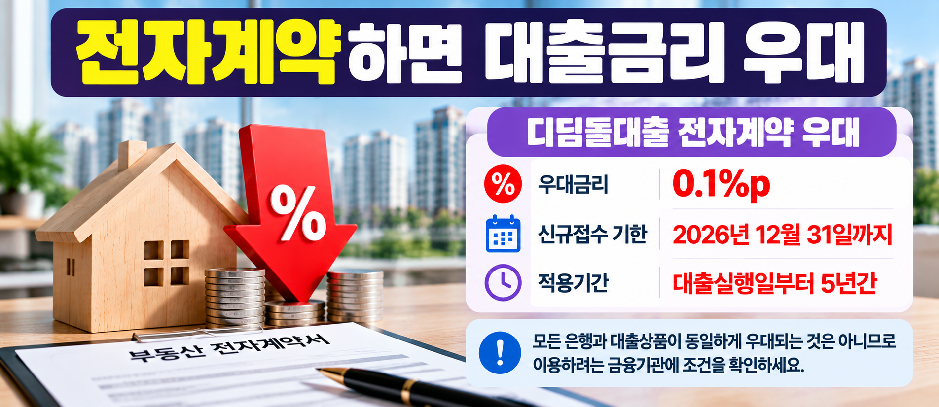 디딤돌대출 전자계약 0.1%p 우대금리와 적용기한 안내 이미지