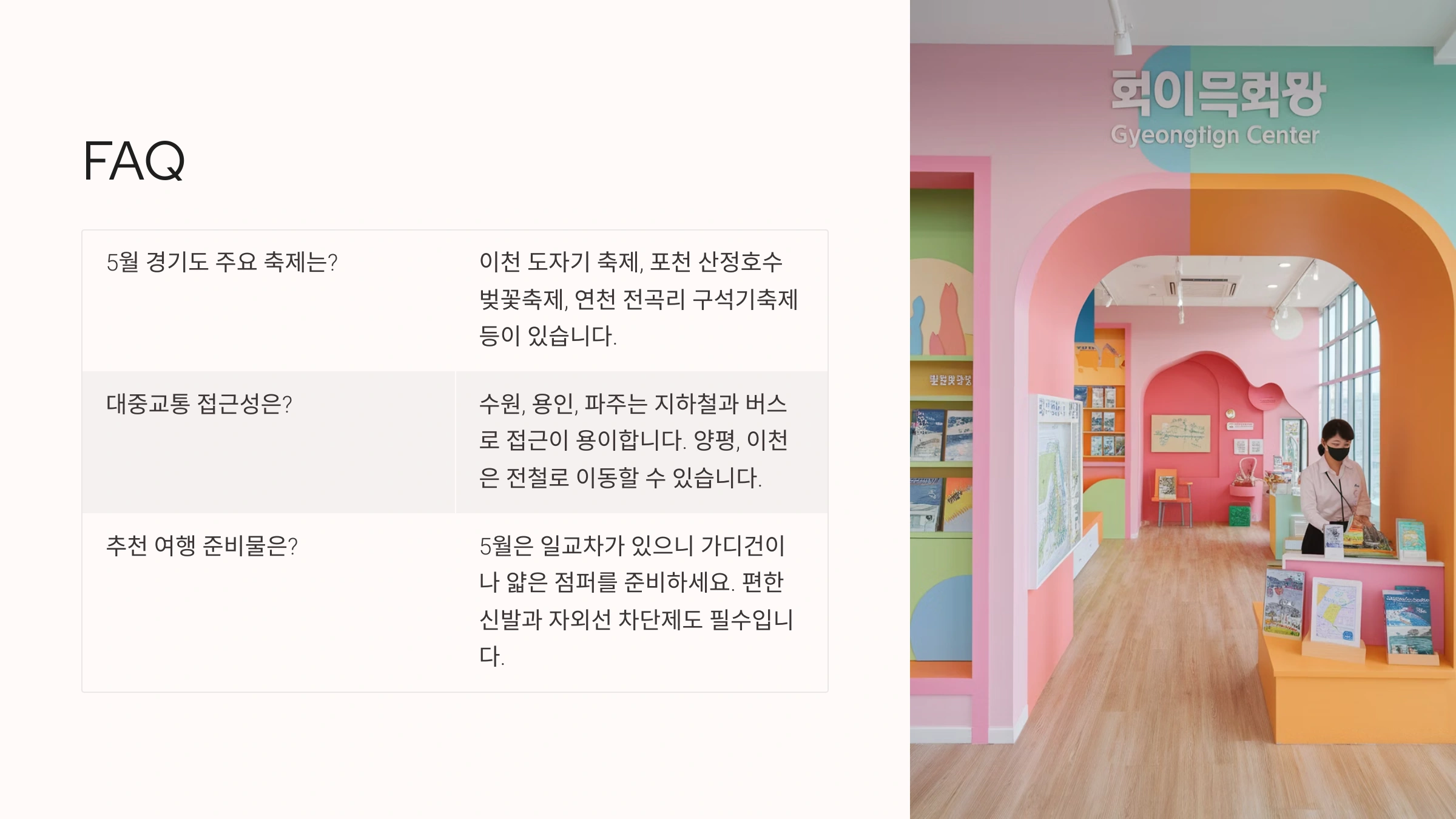 5월에 경기도 여행하기 가장 좋은 요일은?