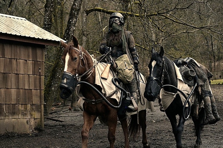 말을 타고 있는 성인의 모습