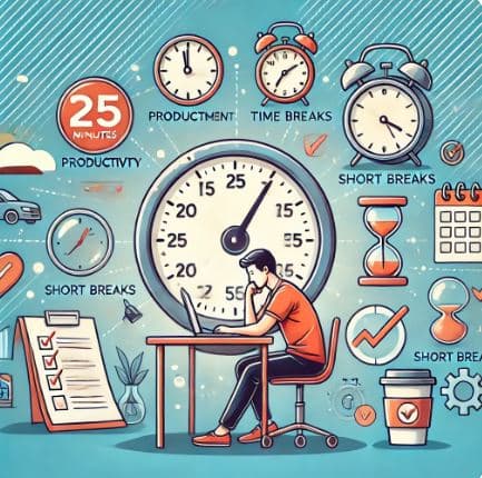 뽀모도로 기법을 시각적으로 표현한 이미지