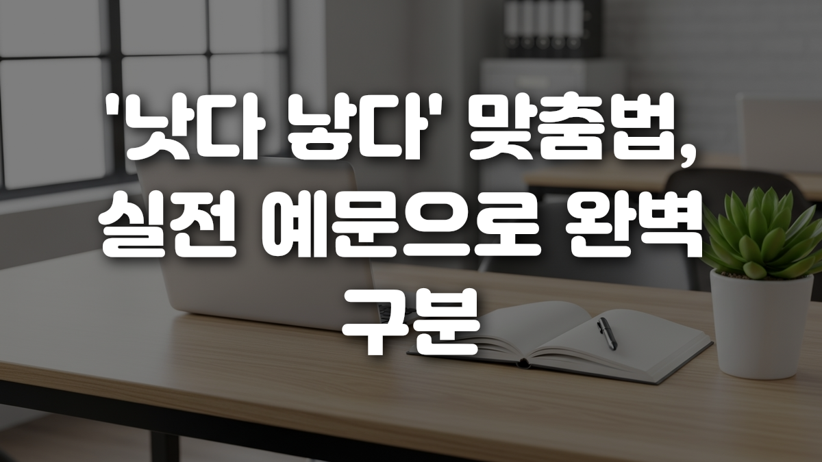 낫다 낳다 맞춤법 실전 예문으로 완벽 구분