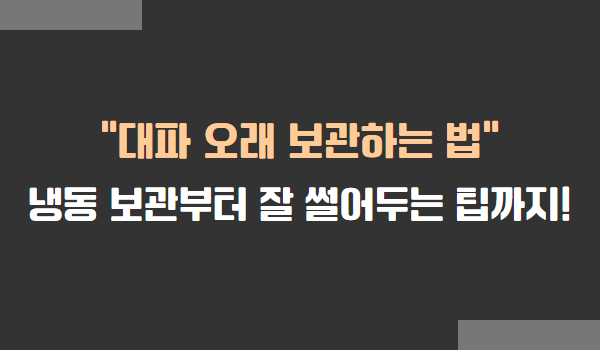 대파 보관법, 대파 냉동 보관법, 대파 냉장 보관법