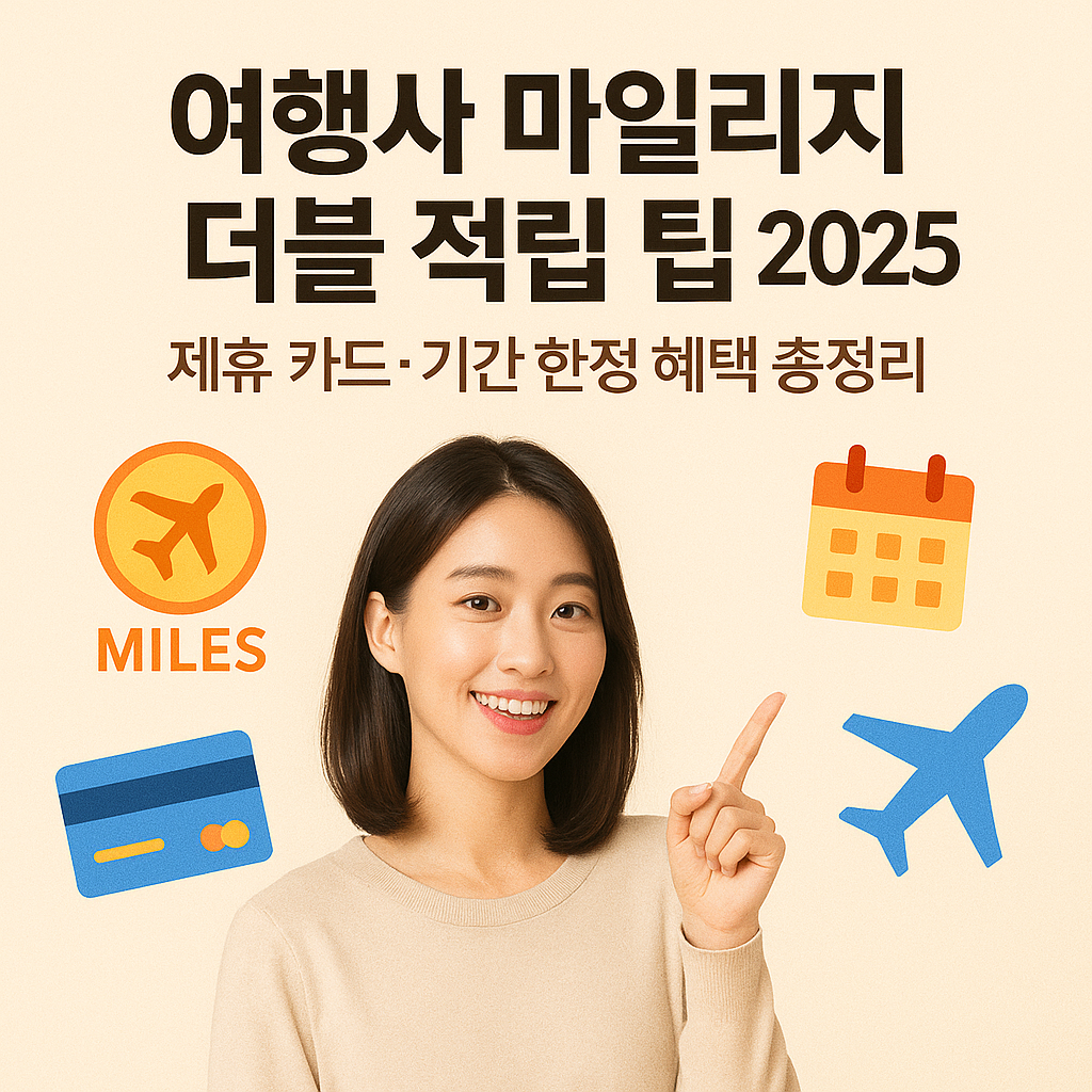 여행사 마일리지 더블 적립 팁 2025 | 제휴 카드·기간 한정 혜택 총정리