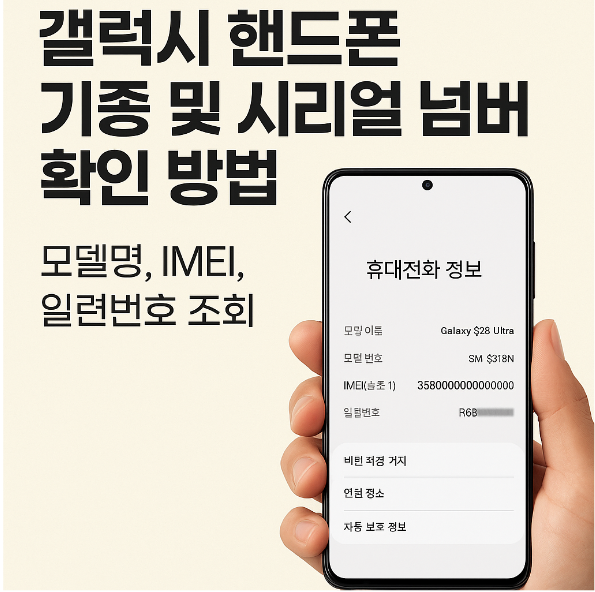 갤럭시 핸드폰 기종 및 시리얼 넘버 확인 방법 - 모델명, IMEI, 일련번호 조회