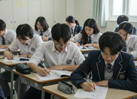 시험 당일 시험장 입구 풍경