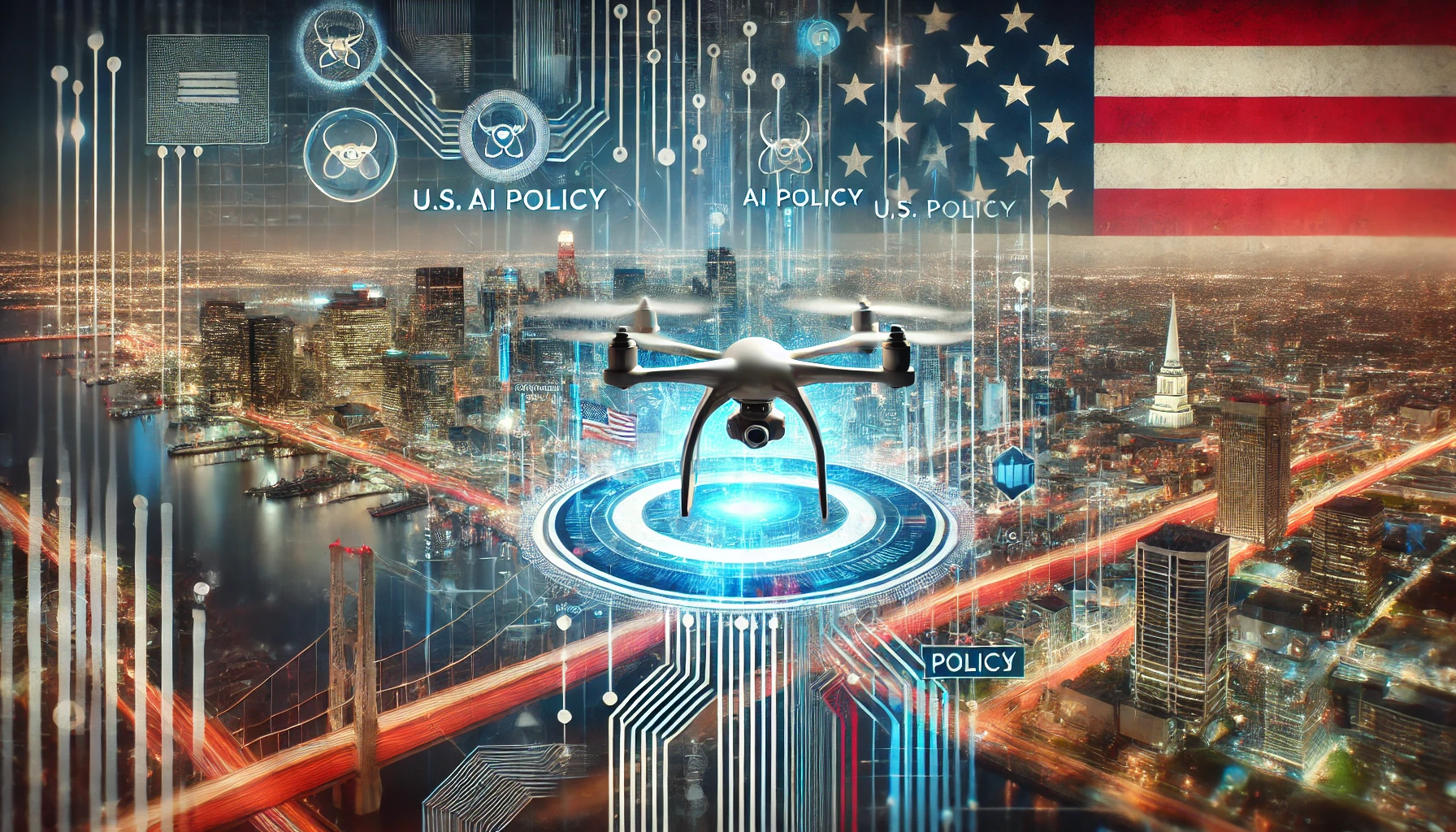 드론과 AI: 트럼프 대통령 정책이 가져온 변화를 나타낸 이미지