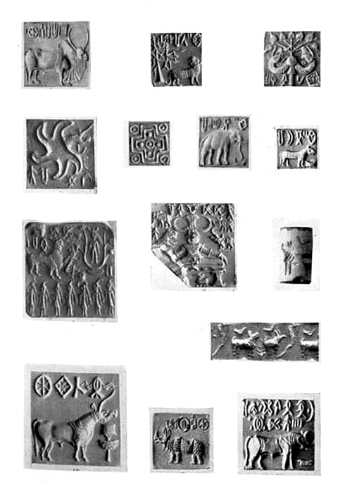 인더스 문명의 인장들, 일부에 인더스 문자가 새겨져 있음