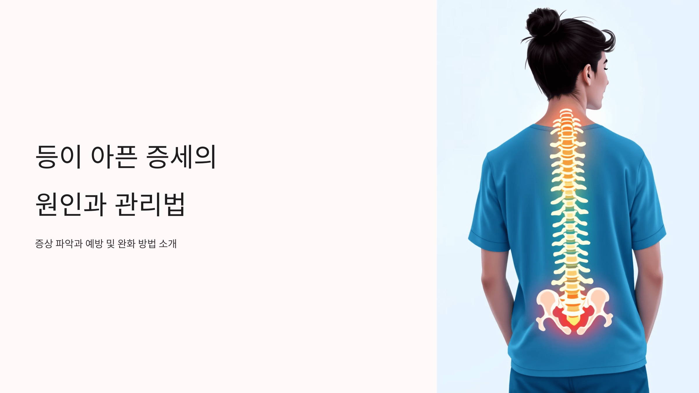 등이 아픈 증세와 관련된 사진입니다.