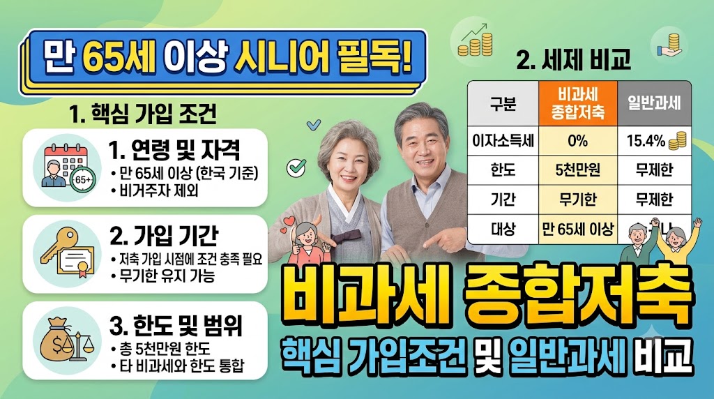 비과세 종합저축 가입 자격 및 소득 과세 비교표