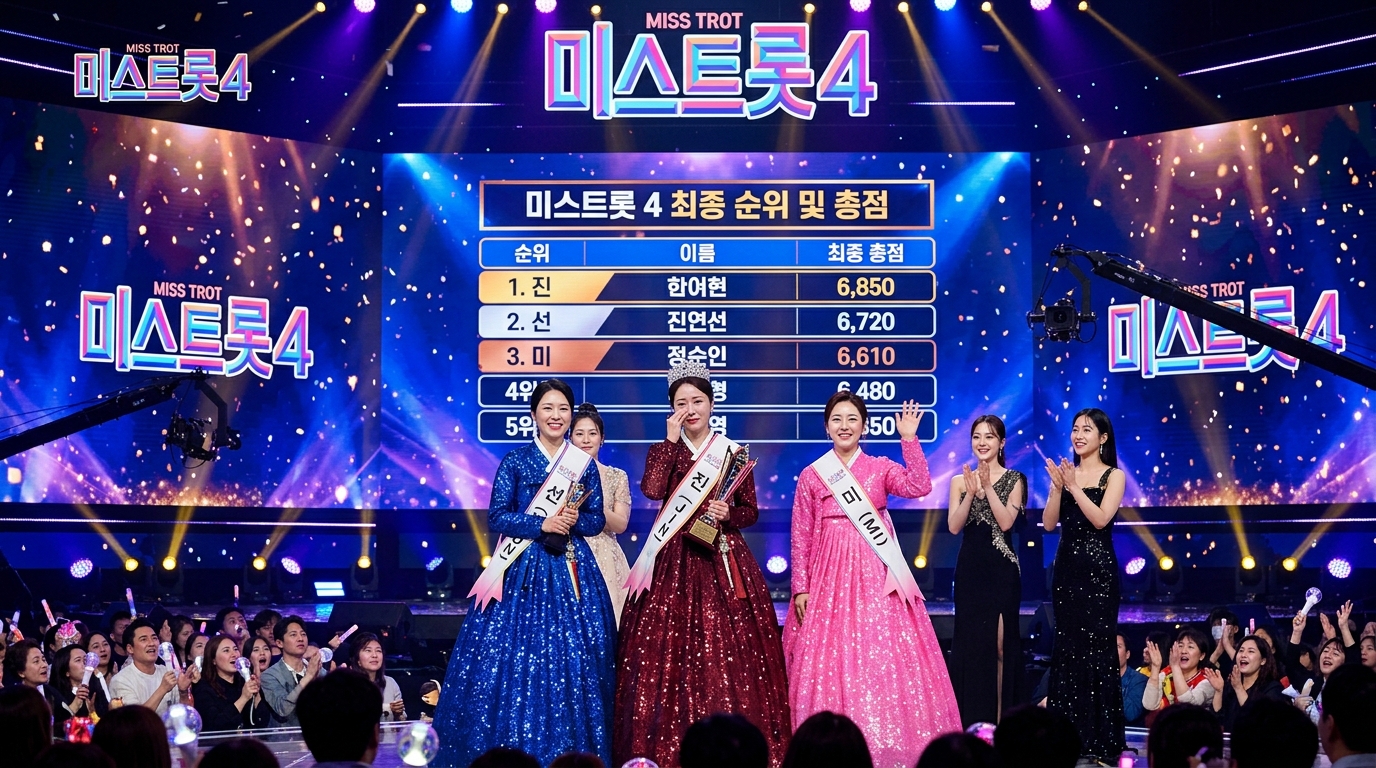 미스트롯4 결승전 TOP5 진선미 및 상위권 최종 합산 점수표