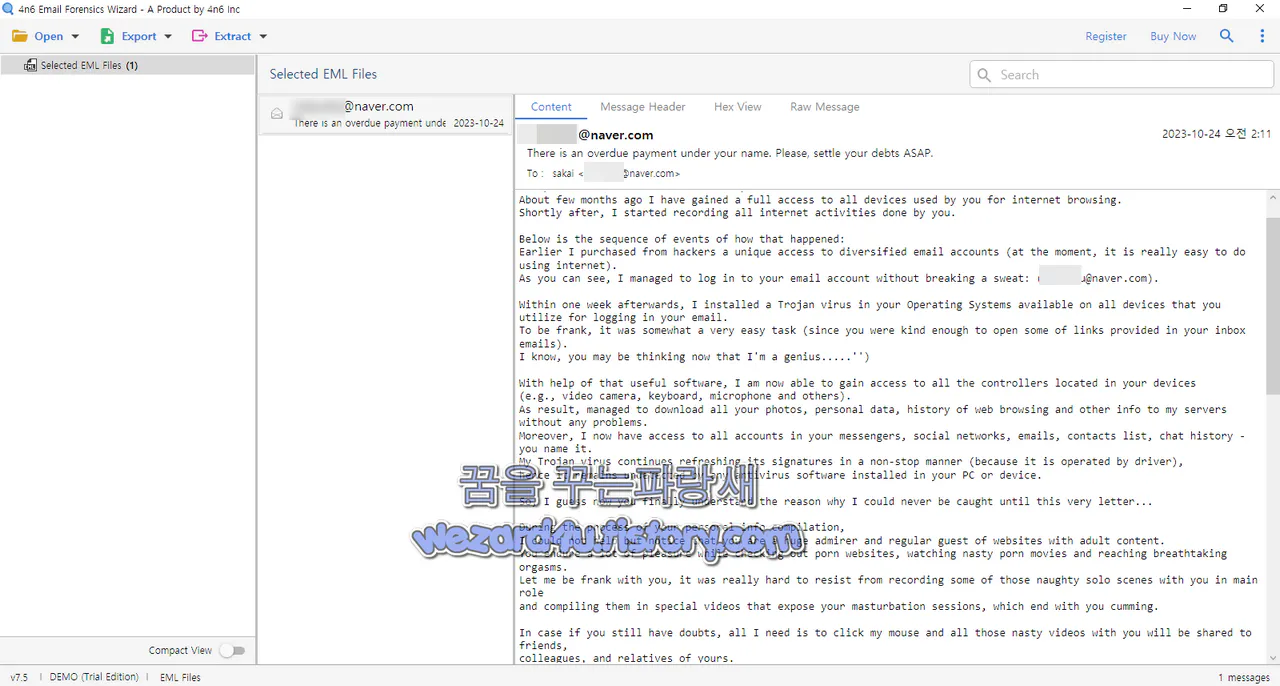 혹스 메일(Hoax mail) 이메일 내용