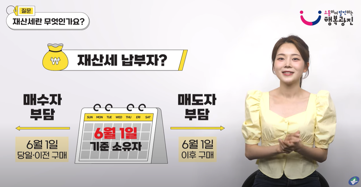 재산세는 6월 1일 기준으로 발생합니다.