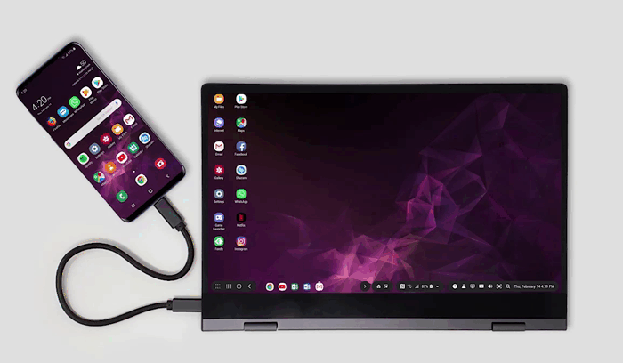 삼성덱스를 이용한 노트북 및 PC 연결 화면