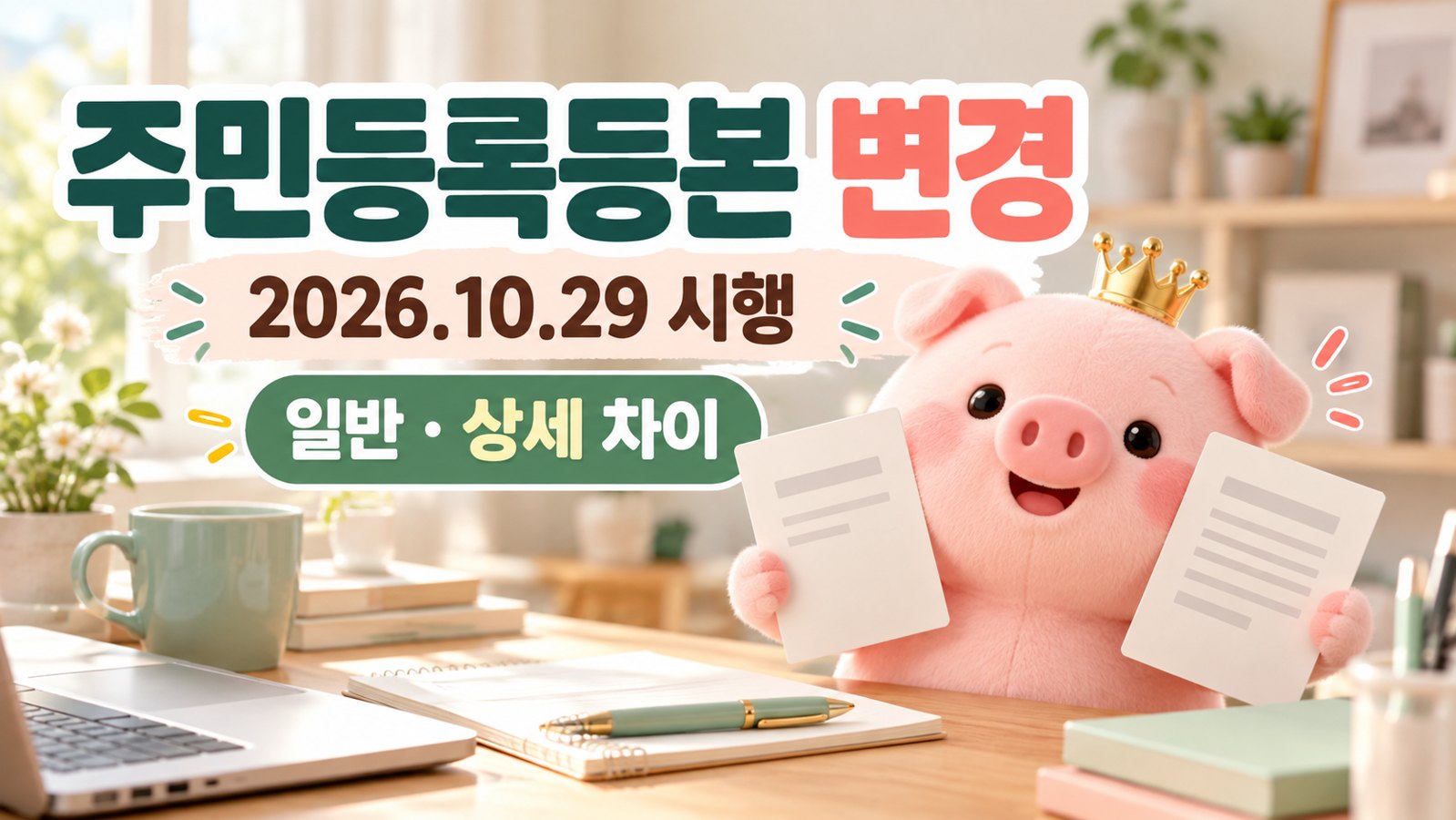 소소피그가 설명하는 2026년 10월 29일 주민등록등본 표기 변경 안내