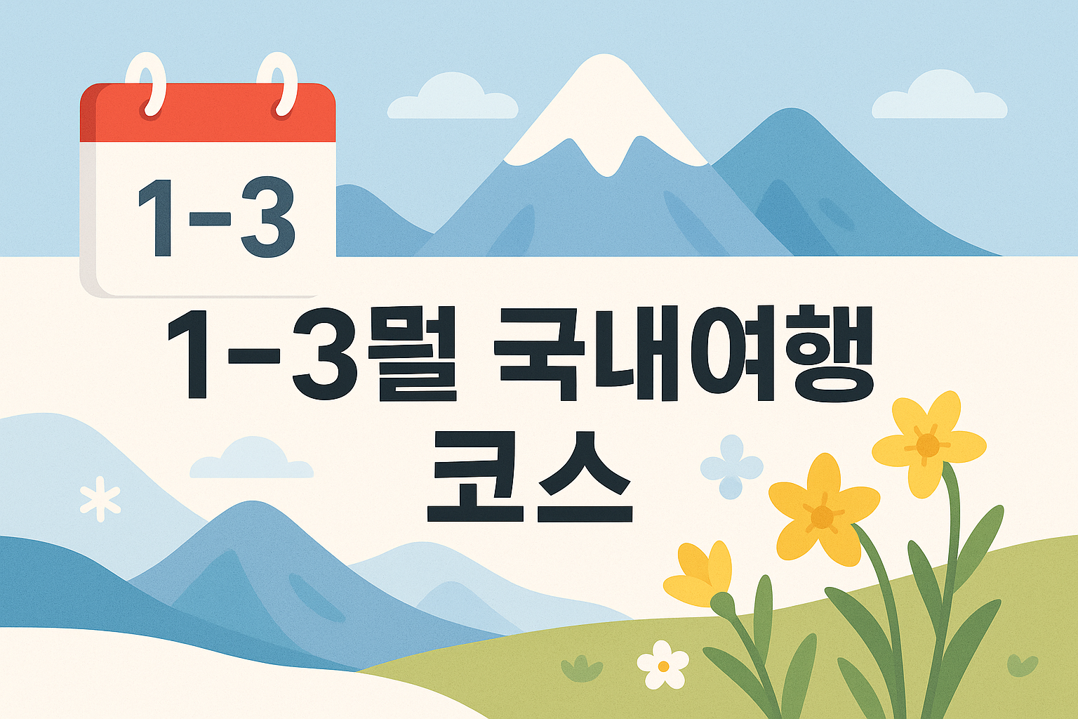 비수기 1~3월 국내 여행지 추천 강원·부산·제주 조용한 명소 일러스트 썸네일