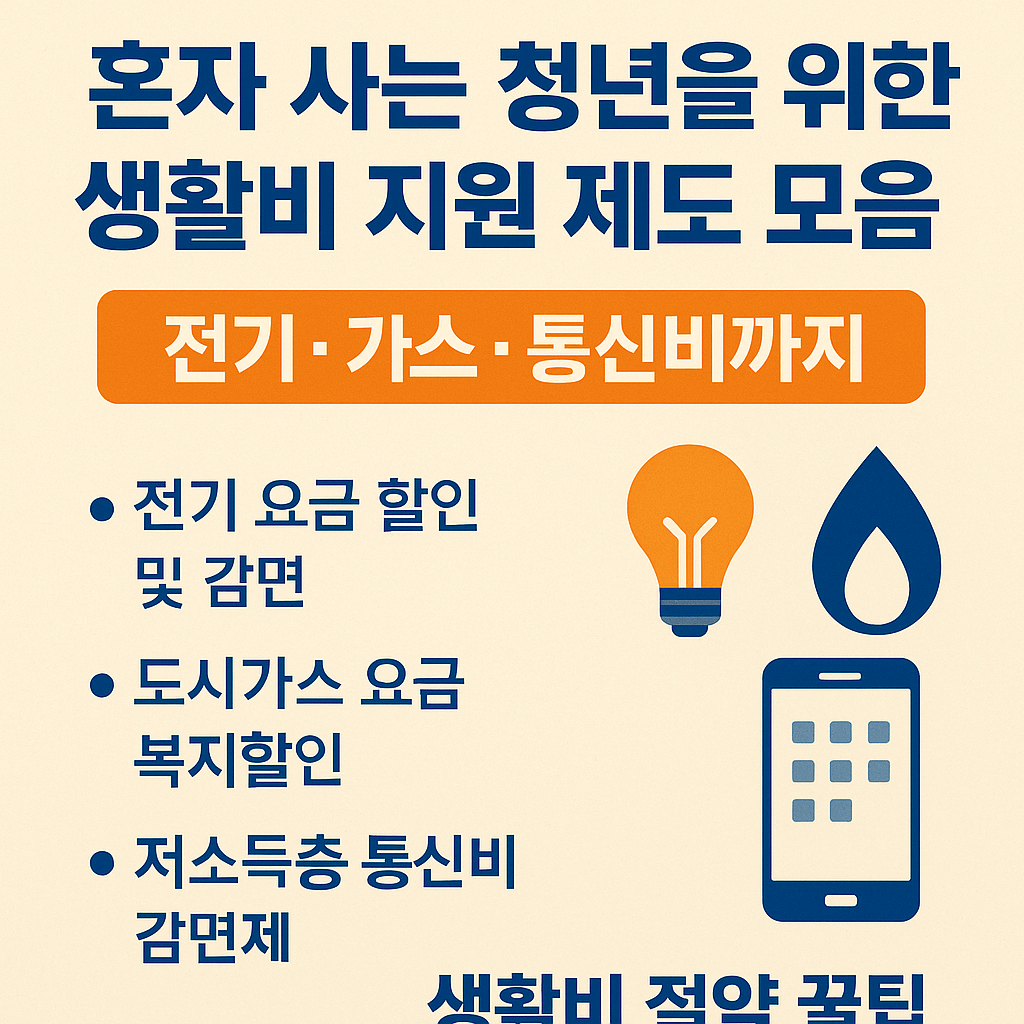 혼자 사는 청년을 위한 생활비 지원 제도 총정리|전기·가스·통신비 절약 꿀팁