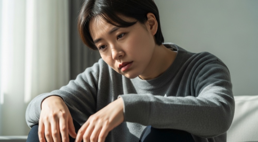 저혈압으로 지속적인 피로와 무기력함을 느끼는 모습