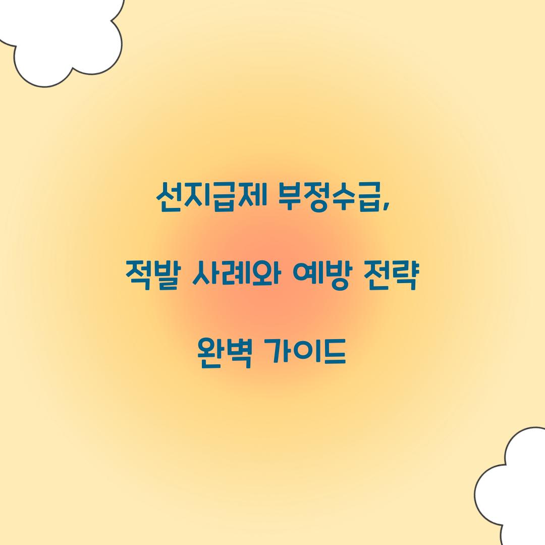 선지급제 부정수급