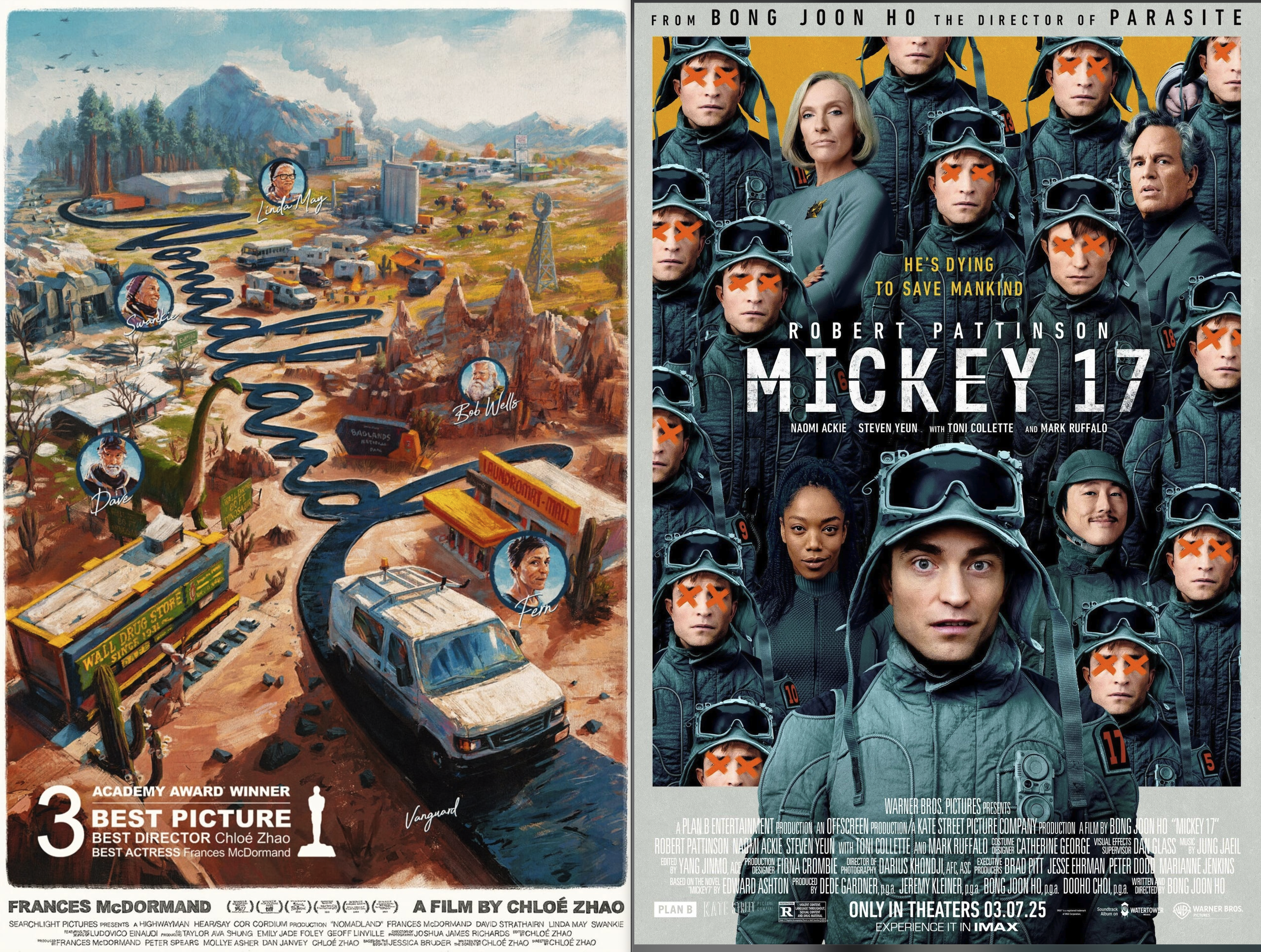 영화 포스터 클로이 자오 감독의 노매드랜드, 봉준호 감독 미키17 관련 사진