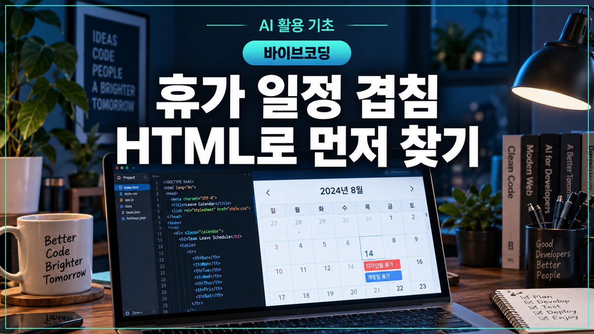 팀원 휴가 일정 겹침을 HTML로 먼저 찾는 바이브코딩 대표 이미지