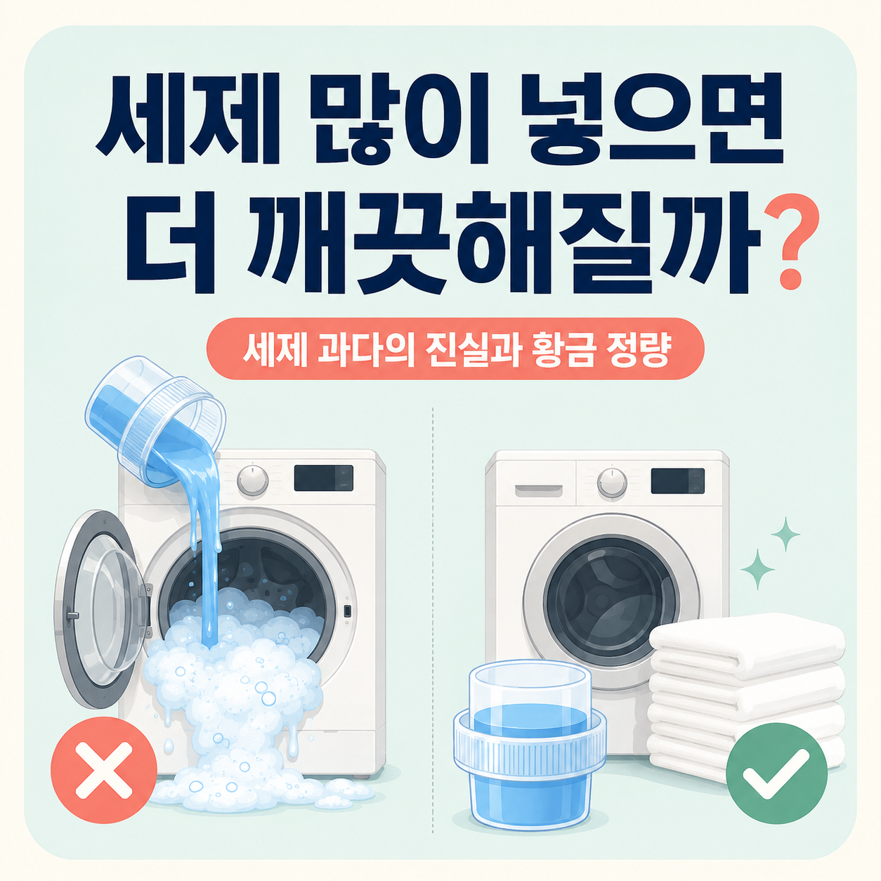 세탁기에 세제 많이 넣으면 옷이 더 깨끗해질까? 세제 과다의 진실과 황금 정량