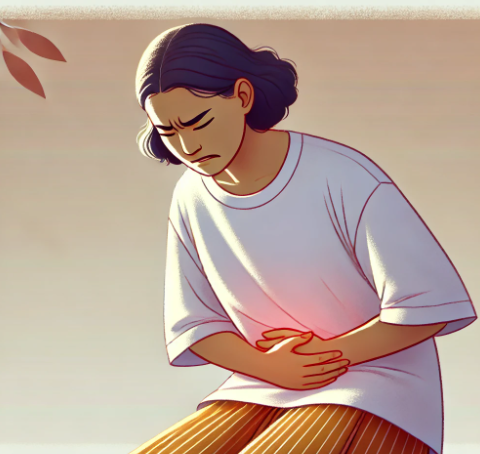 아랫배에 갑자기 통증을 느끼는 여성